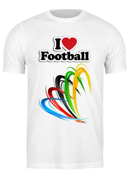 Заказать мужскую футболку в Москве. Футболка классическая Я люблю футбол  от ПРИНТЫ ПЕЧАТЬ  - готовые дизайны и нанесение принтов.