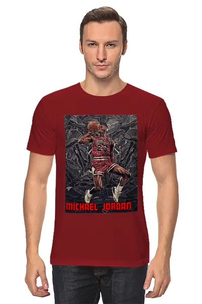 Заказать мужскую футболку в Москве. Футболка классическая Майкл Джордан от petuhovadp3@gmail.com - готовые дизайны и нанесение принтов.