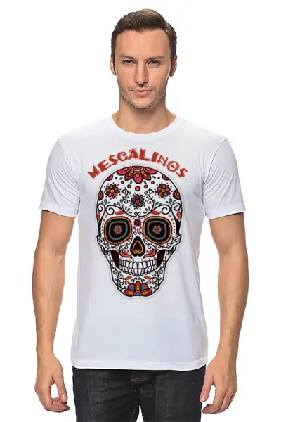 Заказать мужскую футболку в Москве. Футболка классическая Череп Mescalinos от BeliySlon - готовые дизайны и нанесение принтов.