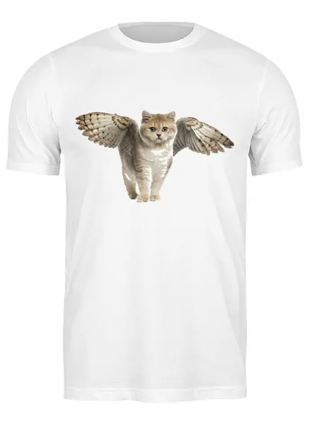 Заказать мужскую футболку в Москве. Футболка классическая Крылатый кот от Виктор Гришин - готовые дизайны и нанесение принтов.