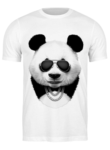 Заказать мужскую футболку в Москве. Футболка классическая Панда в очках от goljakovai@mail.ru - готовые дизайны и нанесение принтов.