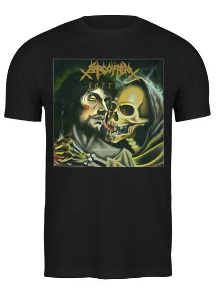 Заказать мужскую футболку в Москве. Футболка классическая  Sarcofago death metal band от Leichenwagen - готовые дизайны и нанесение принтов.