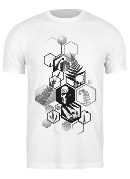 Заказать мужскую футболку в Москве. Футболка классическая Hexagon Ferns Tattoo от oneredfoxstore@gmail.com - готовые дизайны и нанесение принтов.