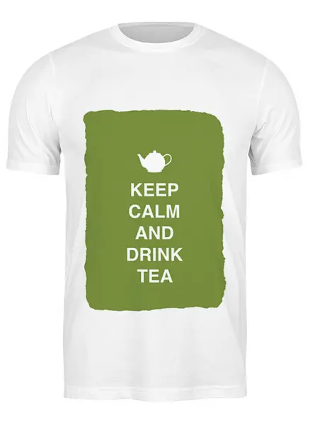 Заказать мужскую футболку в Москве. Футболка классическая Keep calm and drink tea от zen4@bk.ru - готовые дизайны и нанесение принтов.