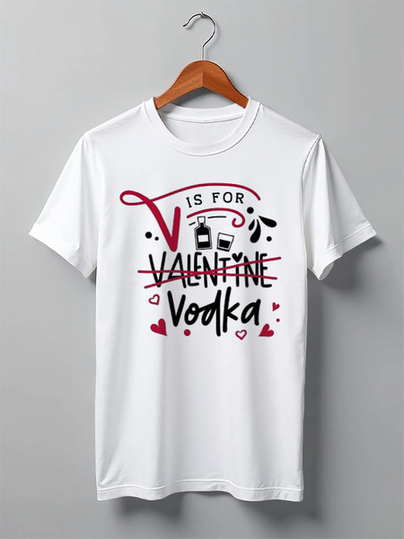 Заказать мужскую футболку в Москве. Футболка классическая V is for Vodka от Александр Серебренников - готовые дизайны и нанесение принтов.