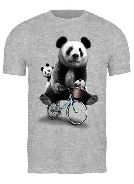 Заказать мужскую футболку в Москве. Футболка классическая Панда на велосипеде от Xieros - готовые дизайны и нанесение принтов.