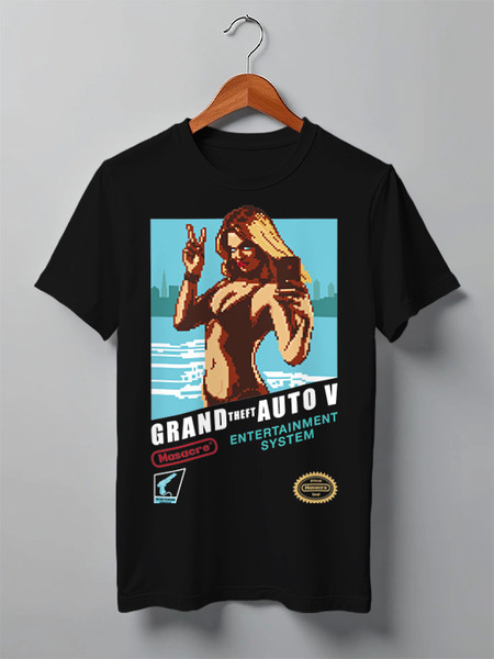 Заказать мужскую футболку в Москве. Футболка классическая Grand Theft Auto V от printik - готовые дизайны и нанесение принтов.