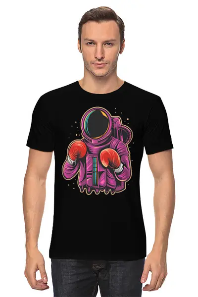 Заказать мужскую футболку в Москве. Футболка классическая Космонавт от queen  - готовые дизайны и нанесение принтов.