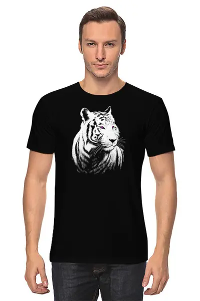 Заказать мужскую футболку в Москве. Футболка классическая Белый Тигр от printik - готовые дизайны и нанесение принтов.