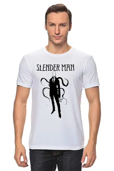 Заказать мужскую футболку в Москве. Футболка классическая slender man от OEX design - готовые дизайны и нанесение принтов.