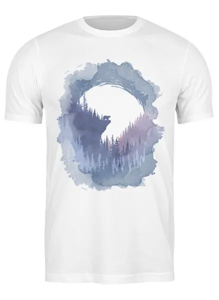 Заказать мужскую футболку в Москве. Футболка классическая Bear and Moon от oneredfoxstore@gmail.com - готовые дизайны и нанесение принтов.