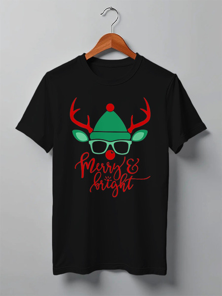 Заказать мужскую футболку в Москве. Футболка классическая Merry and Bright от skynatural - готовые дизайны и нанесение принтов.