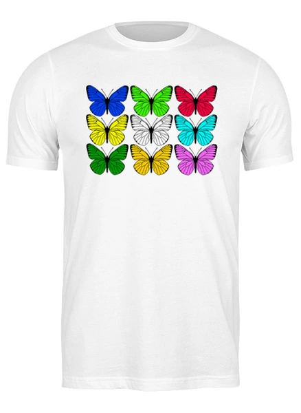 Заказать мужскую футболку в Москве. Футболка классическая Цветные бабочки. от Alexey Evsyunin - готовые дизайны и нанесение принтов.