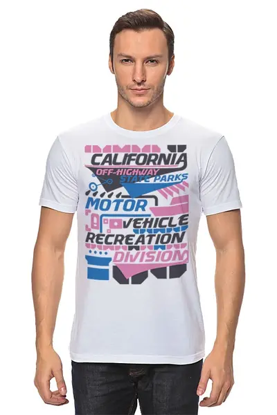Заказать мужскую футболку в Москве. Футболка классическая California Motor от balden - готовые дизайны и нанесение принтов.