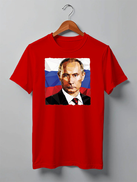 Заказать мужскую футболку в Москве. Футболка классическая Putin от Leichenwagen - готовые дизайны и нанесение принтов.