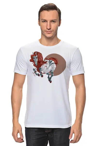 Заказать мужскую футболку в Москве. Футболка классическая Лошадь  от aleks_say - готовые дизайны и нанесение принтов.