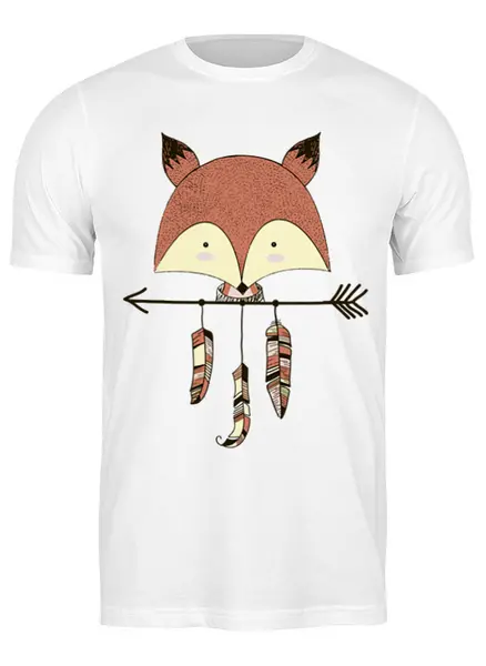 Заказать мужскую футболку в Москве. Футболка классическая Fox Here от oneredfoxstore@gmail.com - готовые дизайны и нанесение принтов.