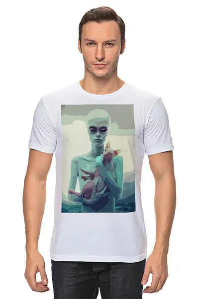 Заказать мужскую футболку в Москве. Футболка классическая Инопланетянин от BAD OWL - готовые дизайны и нанесение принтов.