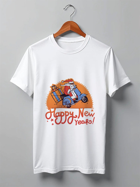 Заказать мужскую футболку в Москве. Футболка классическая New year от Joy - готовые дизайны и нанесение принтов.