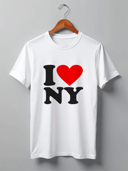 Заказать мужскую футболку в Москве. Футболка классическая i love NY от pyzhik - готовые дизайны и нанесение принтов.
