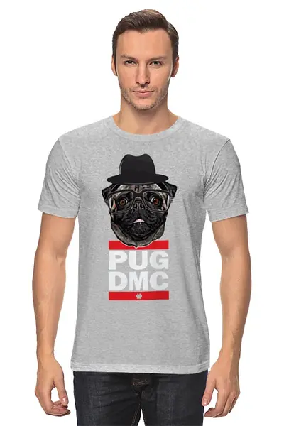 Заказать мужскую футболку в Москве. Футболка классическая Pug x Run Dmc от coolmag - готовые дизайны и нанесение принтов.