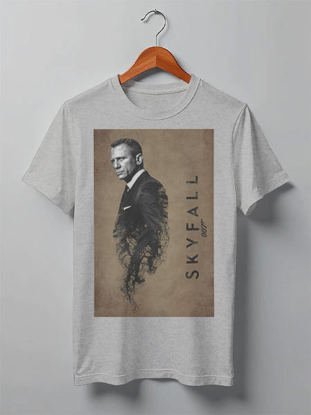 Заказать мужскую футболку в Москве. Футболка классическая Skyfall gray от KinoArt - готовые дизайны и нанесение принтов.