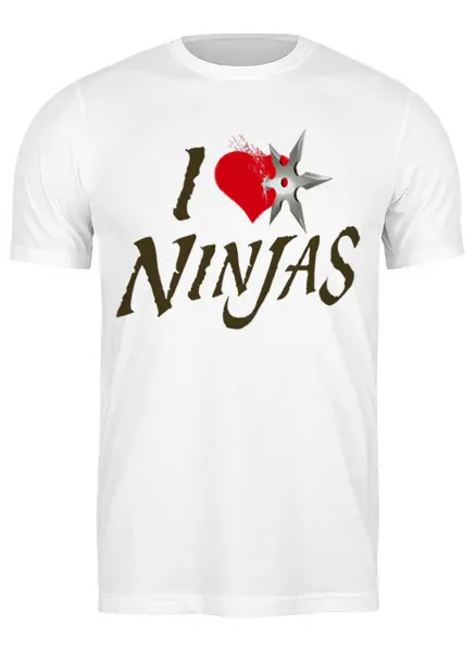 Заказать мужскую футболку в Москве. Футболка классическая I love ninjas от Leichenwagen - готовые дизайны и нанесение принтов.