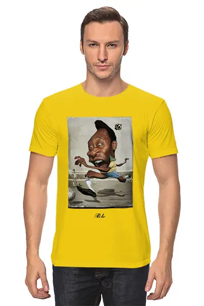 Заказать мужскую футболку в Москве. Футболка классическая "Pele карикатура" от Fedor - готовые дизайны и нанесение принтов.