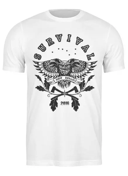 Заказать мужскую футболку в Москве. Футболка классическая OWL. SURVIVAL от Алексс Неро - готовые дизайны и нанесение принтов.