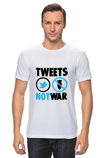 Заказать мужскую футболку в Москве. Футболка классическая Tweets Not War от Printio - готовые дизайны и нанесение принтов.