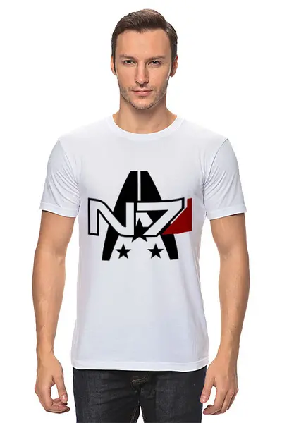 Заказать мужскую футболку в Москве. Футболка классическая Mass Effect от geekbox - готовые дизайны и нанесение принтов.
