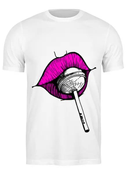 Заказать мужскую футболку в Москве. Футболка классическая pink lips от anelecom - готовые дизайны и нанесение принтов.