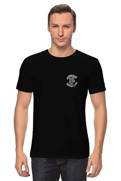 Заказать мужскую футболку в Москве. Футболка классическая сыны анархии от francuz23rus - готовые дизайны и нанесение принтов.