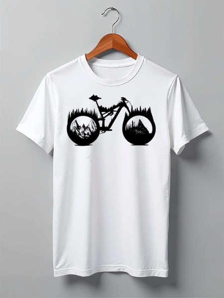 Заказать мужскую футболку в Москве. Футболка классическая Mountain Bike от oneredfoxstore@gmail.com - готовые дизайны и нанесение принтов.