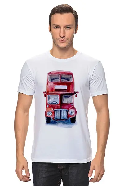 Заказать мужскую футболку в Москве. Футболка классическая London bus от kat_kat - готовые дизайны и нанесение принтов.