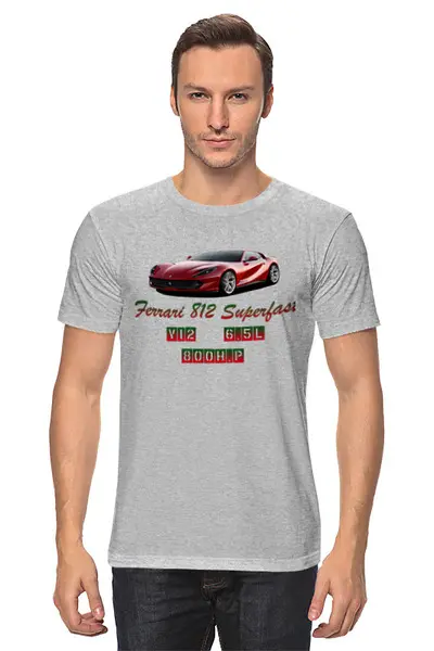 Заказать мужскую футболку в Москве. Футболка классическая Ferrari 812 Superfast от TheAndarz  - готовые дизайны и нанесение принтов.