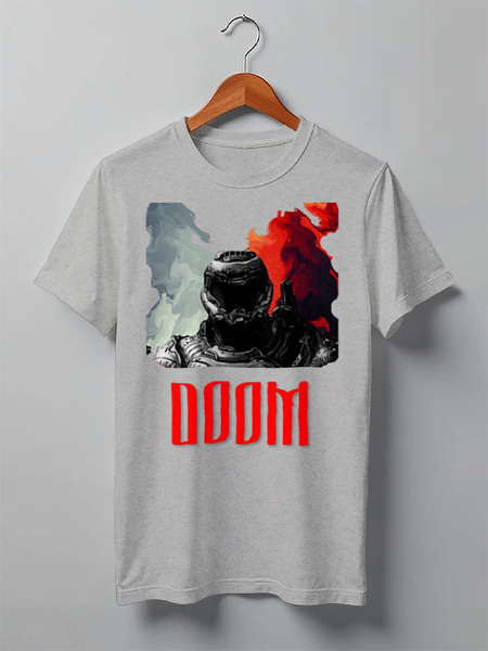 Заказать мужскую футболку в Москве. Футболка классическая DOOM Action от kardakov94@mail.ru - готовые дизайны и нанесение принтов.