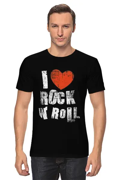 Заказать мужскую футболку в Москве. Футболка классическая i love rocknroll от holyman32 - готовые дизайны и нанесение принтов.
