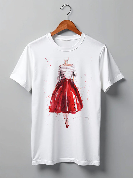 Заказать мужскую футболку в Москве. Футболка классическая Red skirt, red lips от Анна Терешина - готовые дизайны и нанесение принтов.