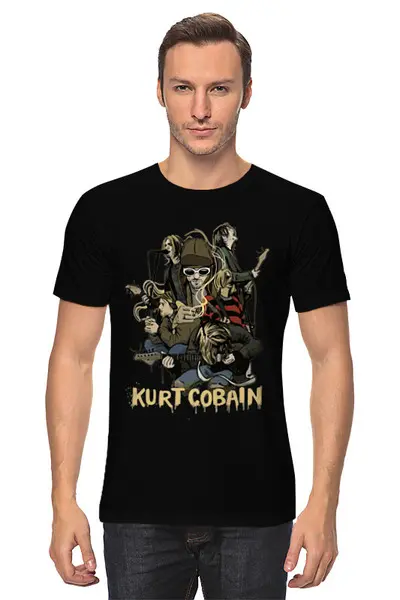 Заказать мужскую футболку в Москве. Футболка классическая KURT COBAIN  от T-shirt print  - готовые дизайны и нанесение принтов.