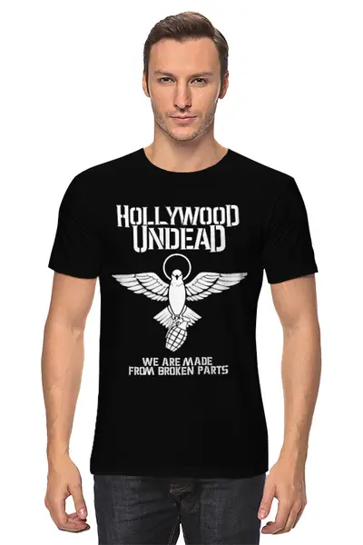 Заказать мужскую футболку в Москве. Футболка классическая Hollywood Undead от geekbox - готовые дизайны и нанесение принтов.