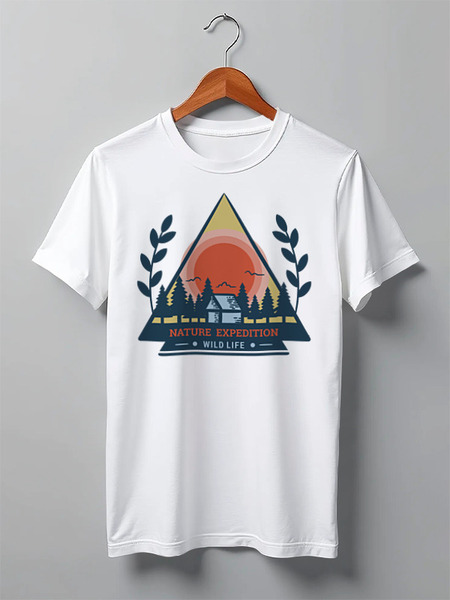 Заказать мужскую футболку в Москве. Футболка классическая Mountains от oneredfoxstore@gmail.com - готовые дизайны и нанесение принтов.