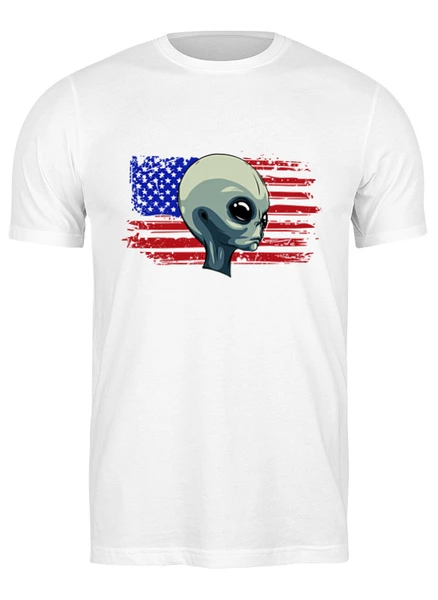 Заказать мужскую футболку в Москве. Футболка классическая США пришелец от skynatural - готовые дизайны и нанесение принтов.