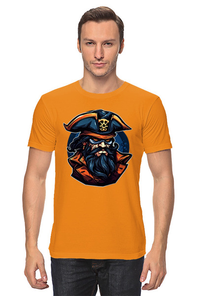 Заказать мужскую футболку в Москве. Футболка классическая Морской пират от Print design  - готовые дизайны и нанесение принтов.