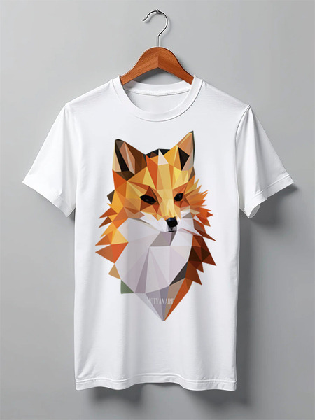 Заказать мужскую футболку в Москве. Футболка классическая Poly Fox от Ольга Климова - готовые дизайны и нанесение принтов.