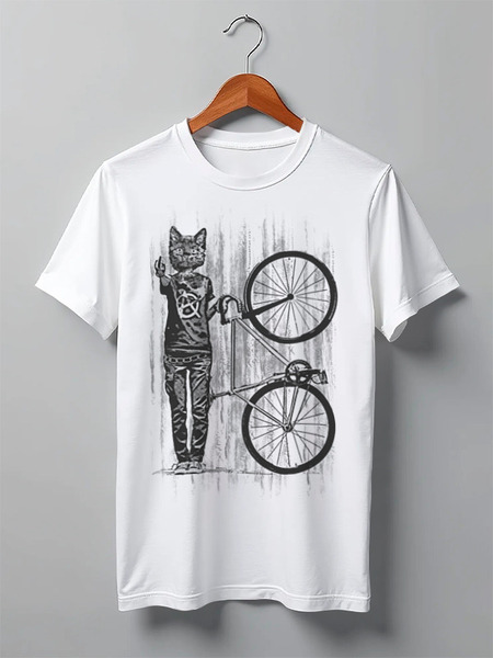 Заказать мужскую футболку в Москве. Футболка классическая Cat Punk Rider от oneredfoxstore@gmail.com - готовые дизайны и нанесение принтов.