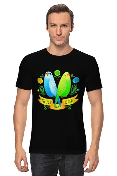 Заказать мужскую футболку в Москве. Футболка классическая Попугаи  от cherdantcev - готовые дизайны и нанесение принтов.