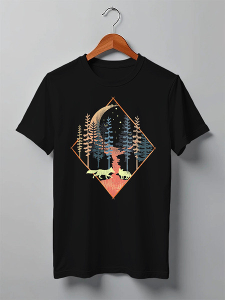 Заказать мужскую футболку в Москве. Футболка классическая Fox Here от oneredfoxstore@gmail.com - готовые дизайны и нанесение принтов.
