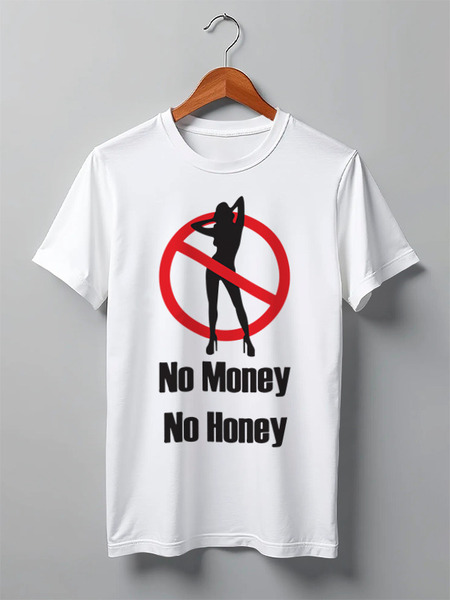 Заказать мужскую футболку в Москве. Футболка классическая No money No honey! (Нет денет, Нет меда!) от Easy-store - готовые дизайны и нанесение принтов.