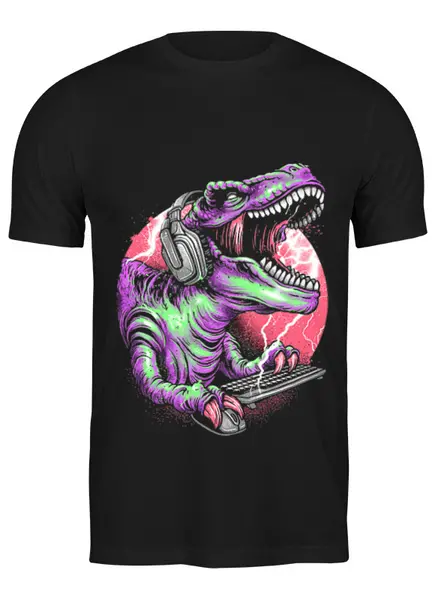 Заказать мужскую футболку в Москве. Футболка классическая Динозавр от acidhouses - готовые дизайны и нанесение принтов.